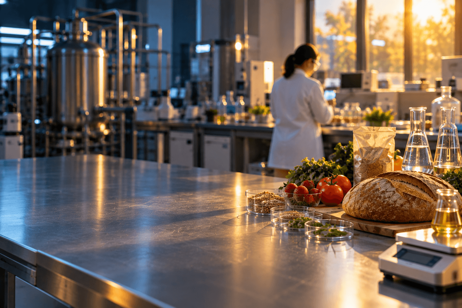 Científica en un laboratorio analizando una muestra de alimento, imagen de la maestría en ciencia y tecnología de los alimentos de Ingeniería USAC