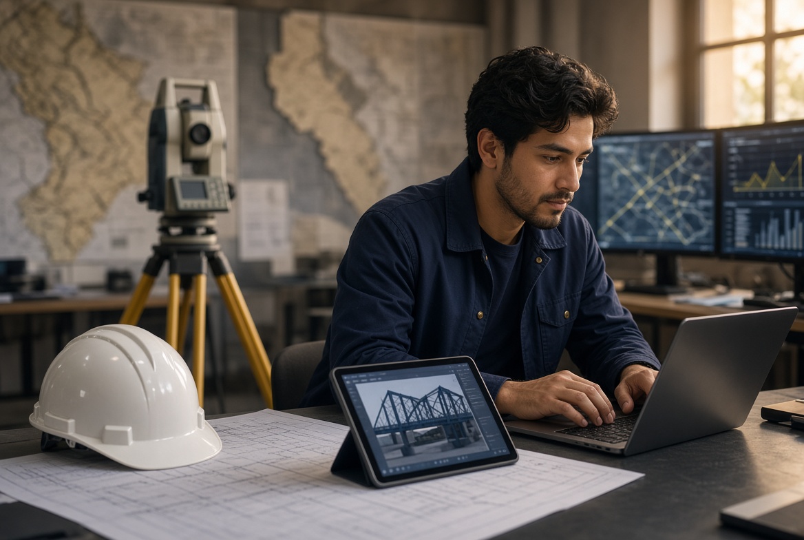 Estudiante de la Maestría en Ciencias de Ingeniería USAC trabajando en su computadora